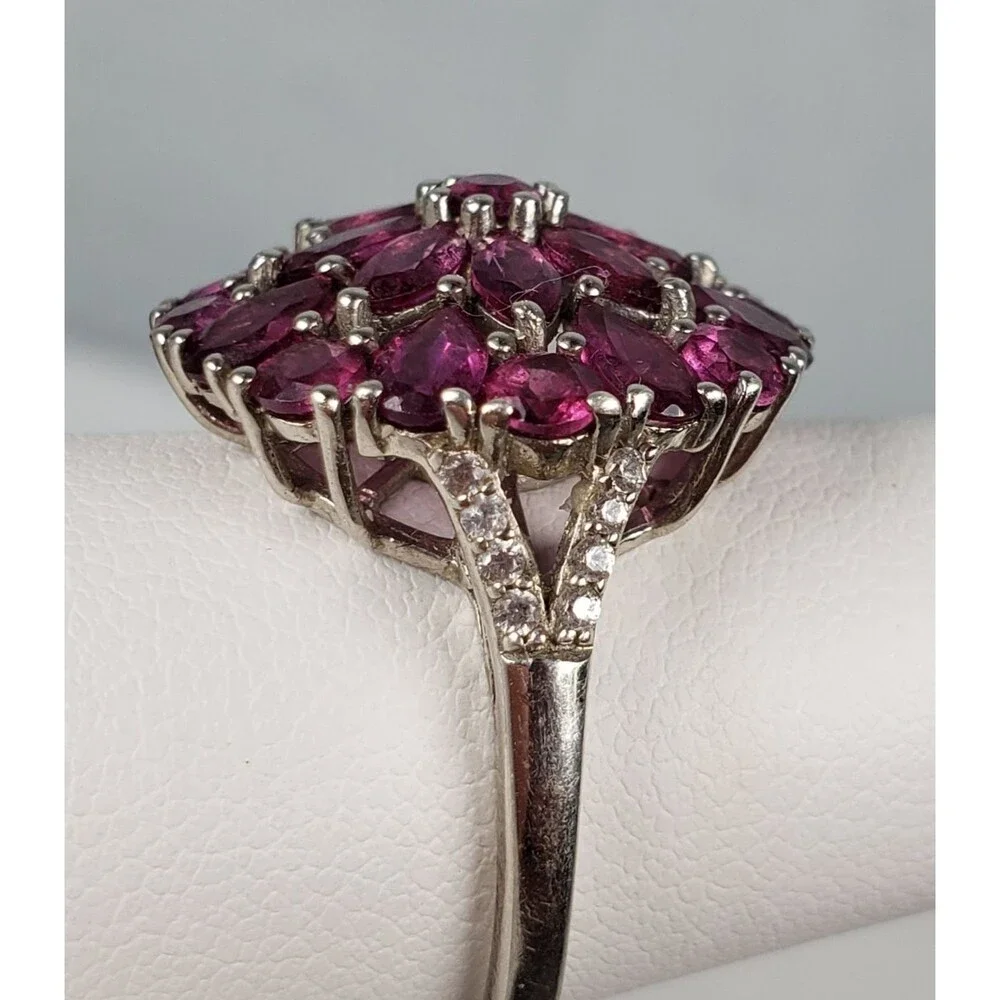 DJoy Signed 925 Sterling Silver Purplish Pink Rhodolite Garnet Ring Size 8.25 - Picture 9 of 16